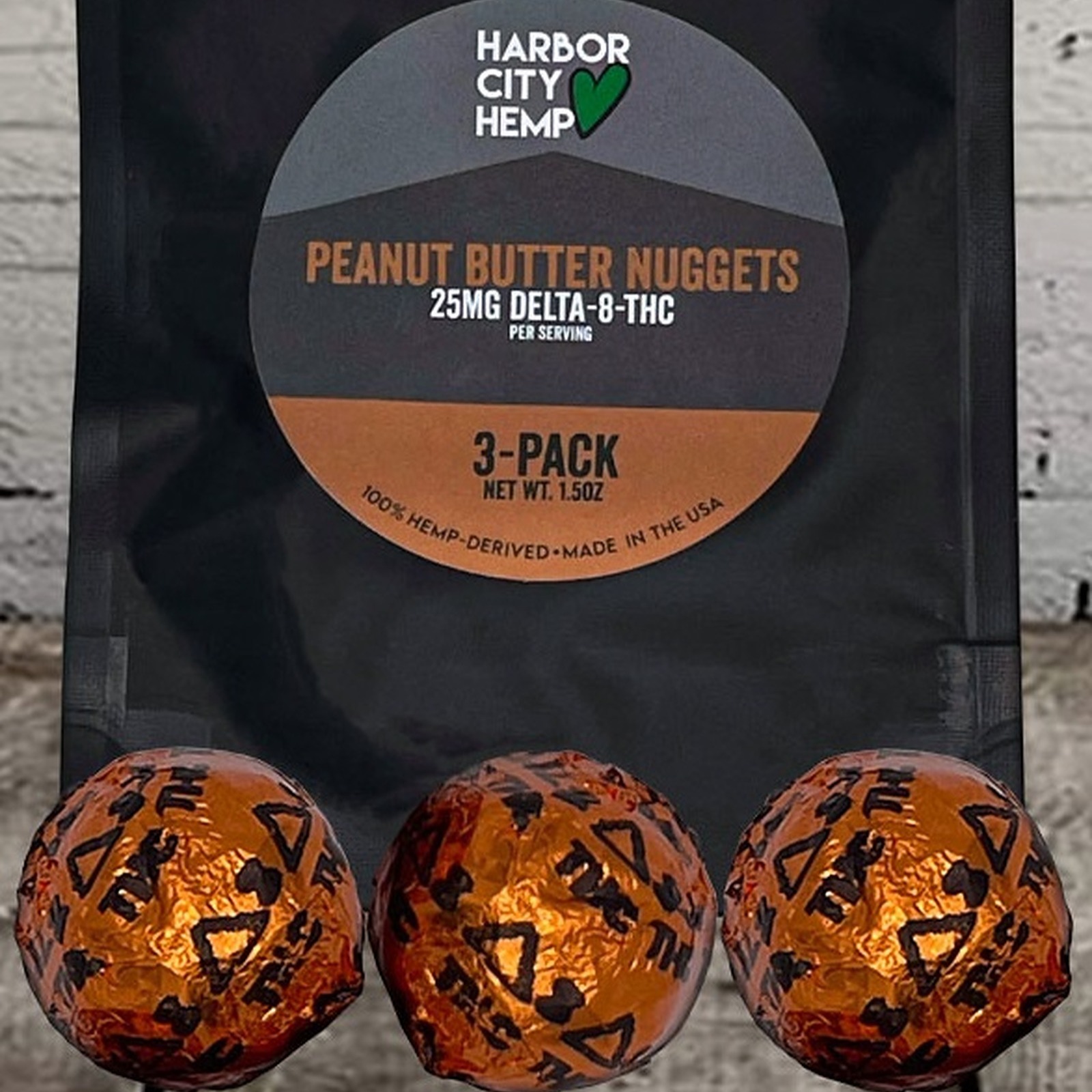 Harbor City Hemp Delta 8 Peanut Butter Nuggets - 25MG (3Pcs/Pack)